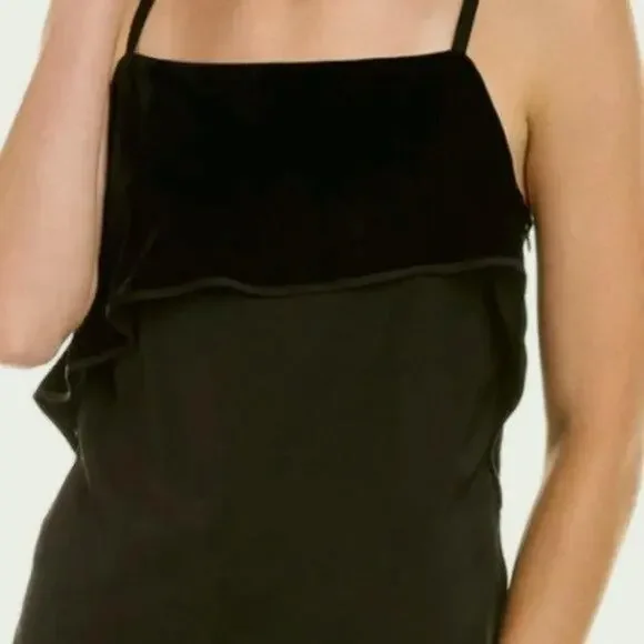 Helmut Lang Layered velvet and sateen camisole